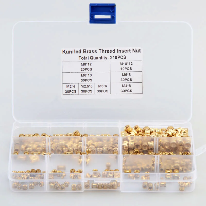 Bi-pass накатанные гайки с внутренней резьбой M2 M2.5 до M10Brass Резьбовая вставка круглые