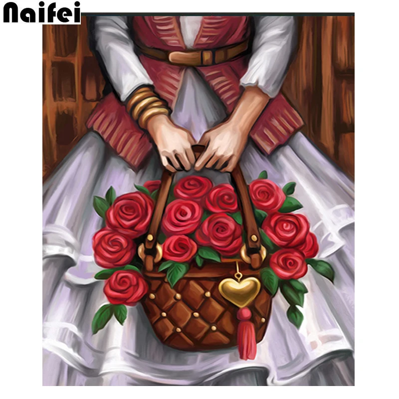 Алмазная вышивка крестиком розы цветы алмазная картина красивая девушка