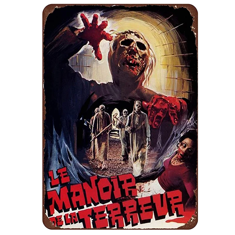 

Vintage Horror Movie Poster Metal Plate Signboard Shabby Chic Cave Wall Decoration Tin Sign Retro Movie Sticker Home Bar Plaque