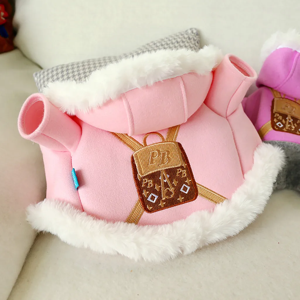 Pet Dog Clothes Autumn Winter New Cute Warm Pink Hooded Dresses Comfort Pet Cat Dog Clothes Pet Products Ubranka Dla Psa