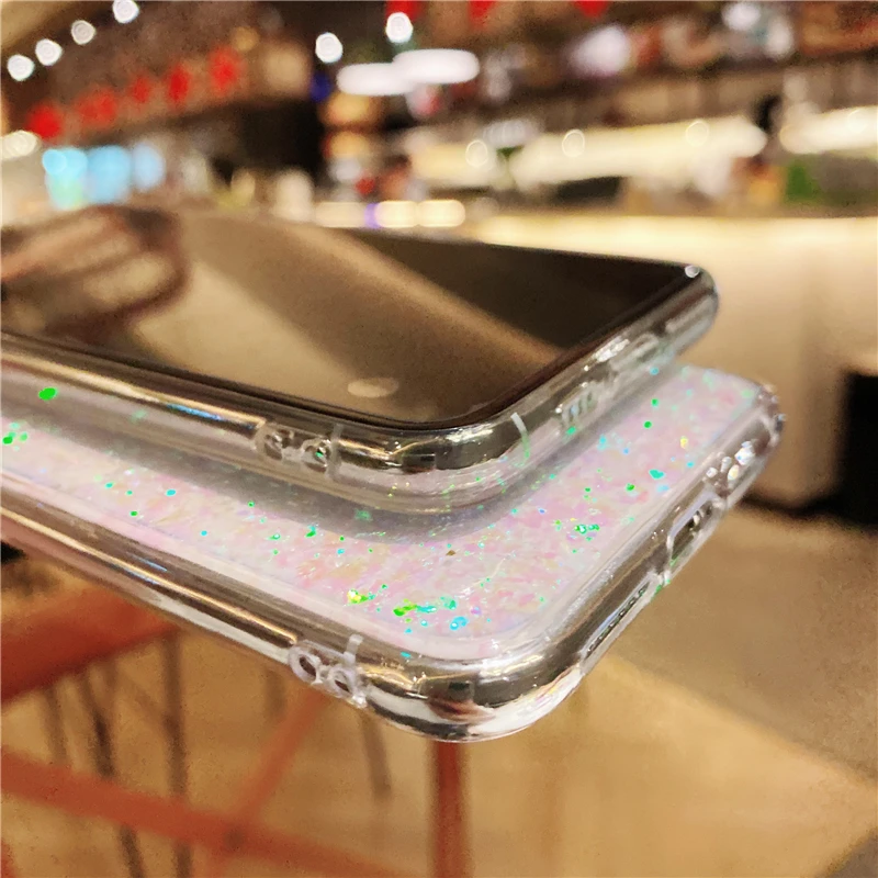 Luxury Shining Glitter Cover for iPhone 11 Pro XS Max XR Transparent Silicon Case 8 7 6S Plus Bling Sequins Hoesjes |