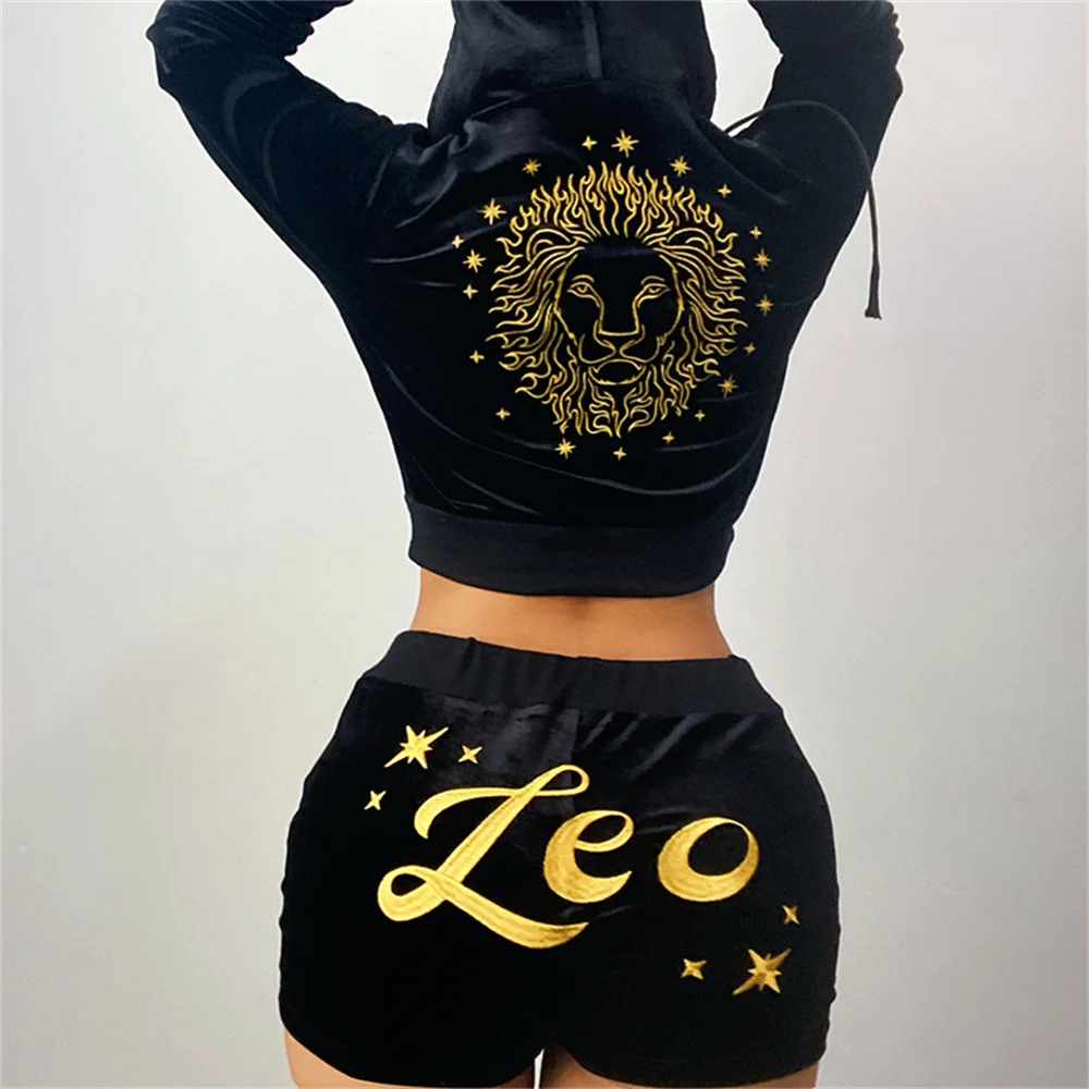 

Y2k Casual 2pcs Set Women Harajuku Letter Embroidery 2 Piece Sets Hoodies and Hippie Shorts Streetwear Zipper Hoodie Suit Goth