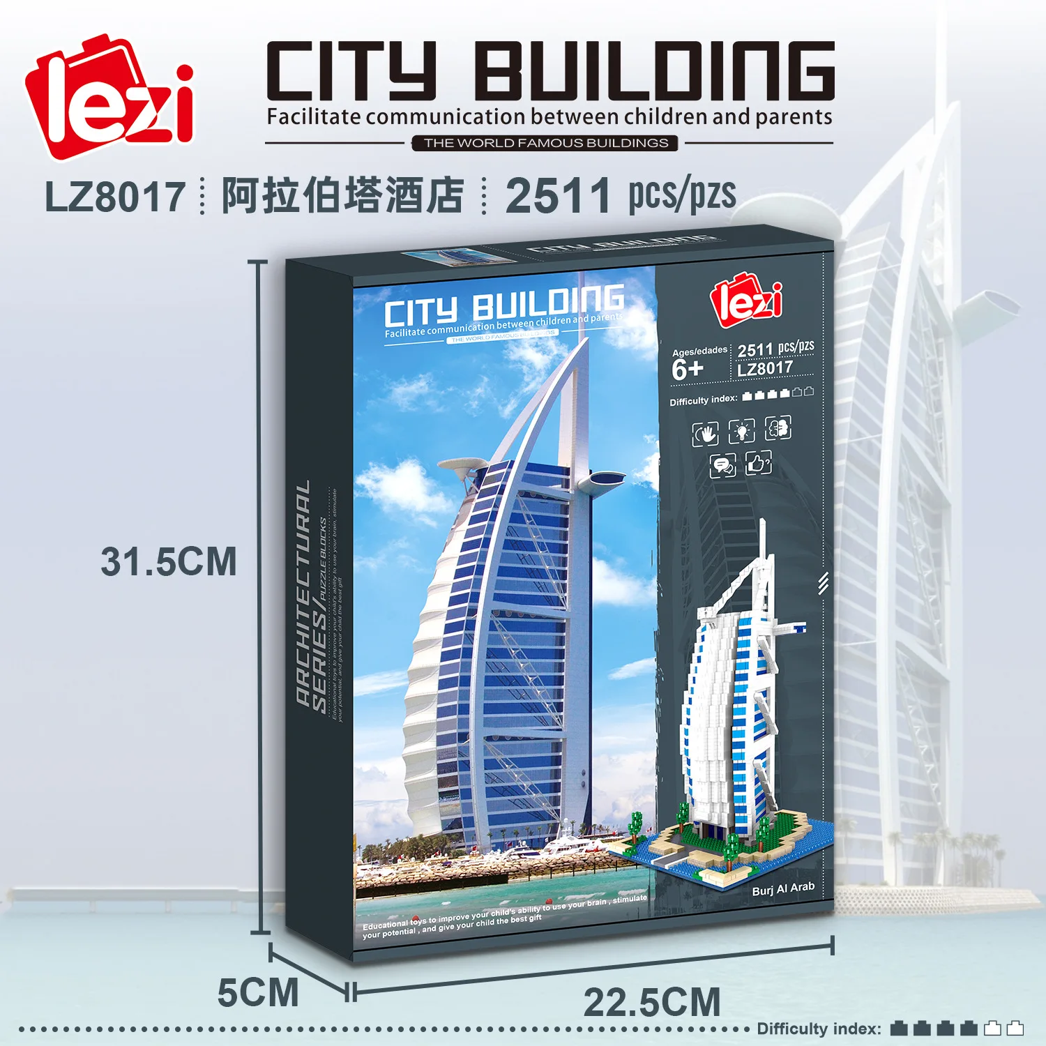 LEZI LZ8017 миниатюрные алмазные мелкие частицы Burj Al арабский конструктор для отеля