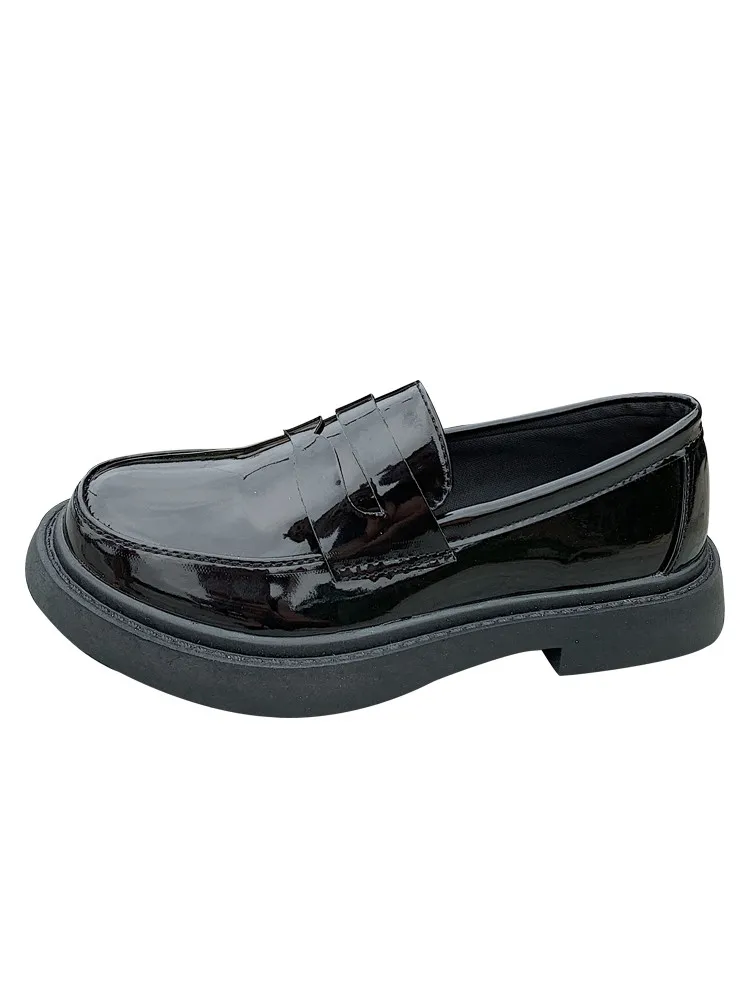 

Spring and Autumn Women's British Style Casual Small Leather Shoes Korean Style Temperament Flat Comfortable Black Single Shoes