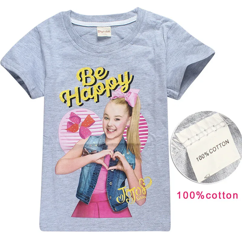 8357 grey От 5 до 12 лет JOJO Siwa/детская футболка для девочек футболка с короткими рукавами мягкая хлопковая одежда для подростков Детские футболки, одежда для девочек - Цвет: 8357 grey