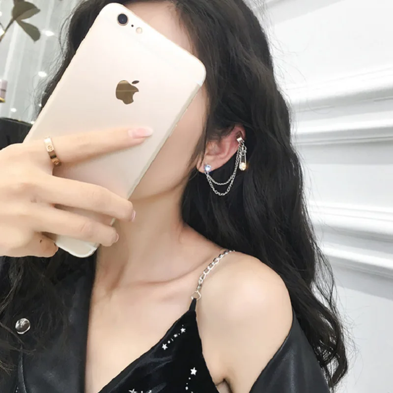 Женские многослойные серьги-подвески готические панк-сережки с цепочкой 1 шт.