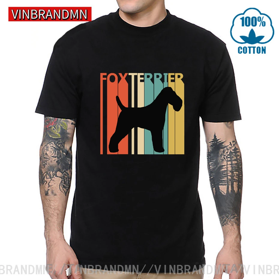 Винтаж 1970s Фокстерьер собака Владелец подарок футболки для мужчин Собаки