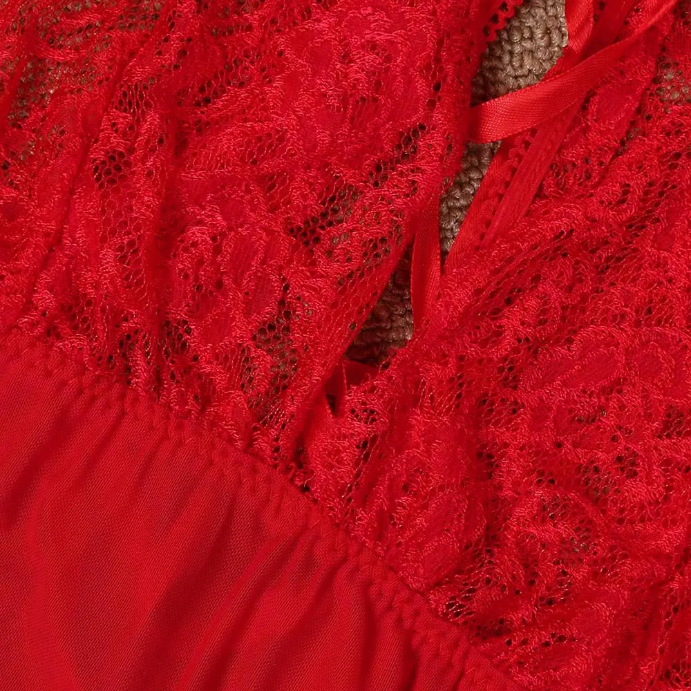 Сексуальный халат Женская домашняя одежда красная женская для сна пеньюар