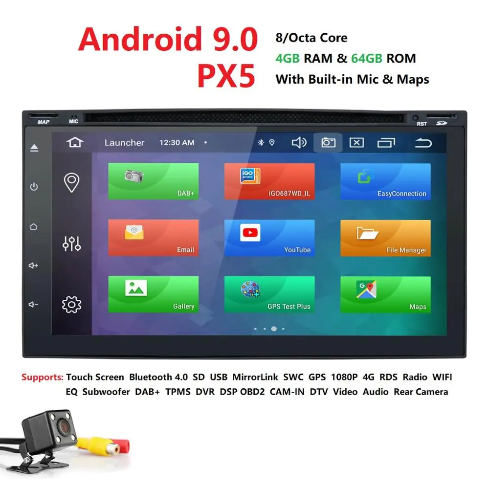 7 &quotуниверсальное 2 din автомобильное радио gps android9.0 PX5 8OctaCore 4 Гб RAM 64 ROM