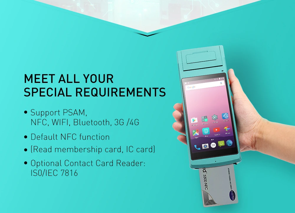 IssyzonePOS Термопринтер для получения этикеток 58 мм ручной КПК NFC PSAM Bluetooth Wi-Fi POS принтер 2D штрих-код терминал данных