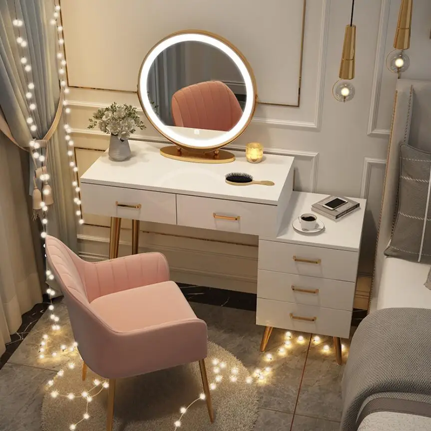 

Nordic dressing table table bedroom net red ins wind dressing table storage cabinet one modern minimalist