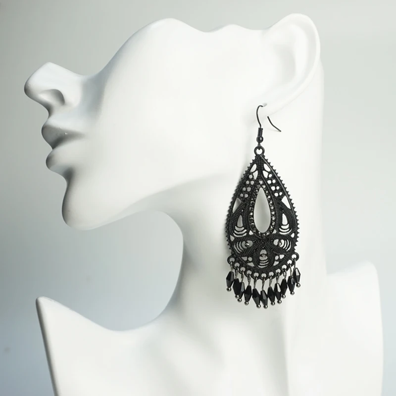 Черные металлические висячие серьги M & G с кисточками женские винтажные