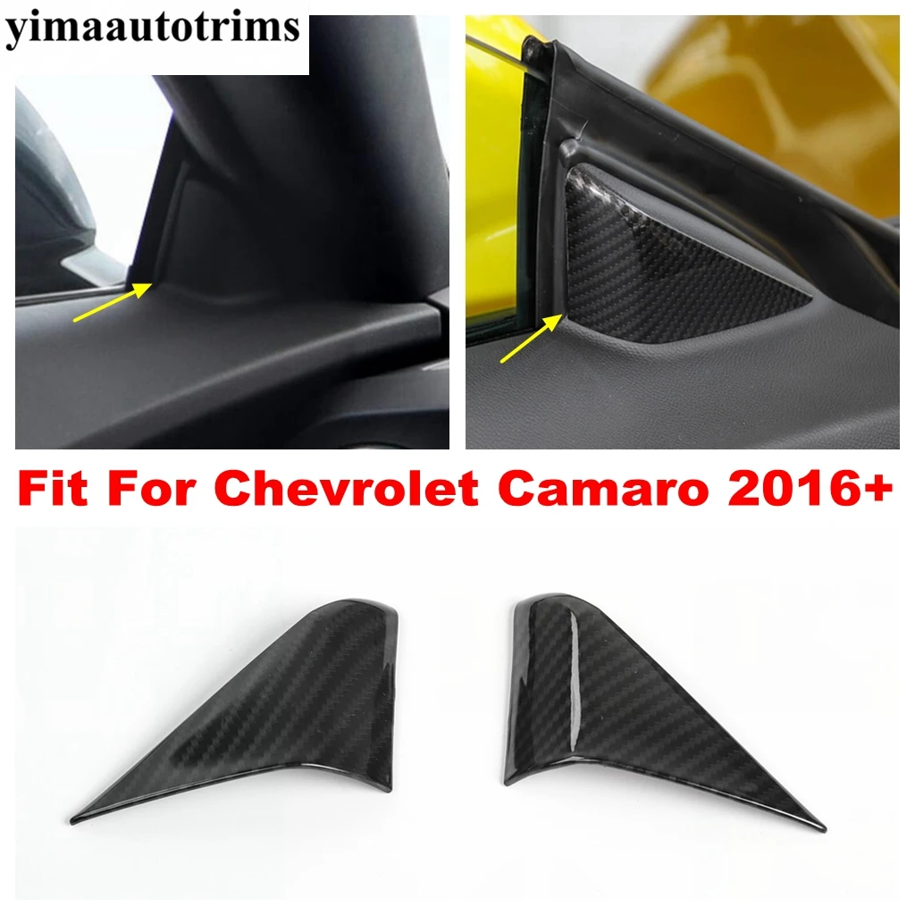 

ABS Carbon Fiber Look Accessories For Chevrolet Camaro 2016 - 2020 Front Door Window Inner Triangle Pillar A Column Cover Trim