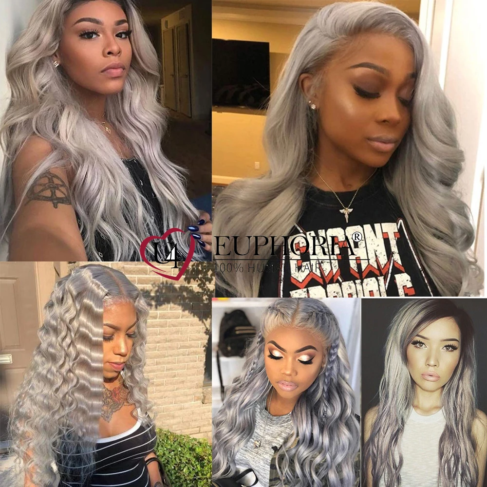 Серебристо-серые волнистые волосы пряди бразильские 9A Remy 100% человеческие 3