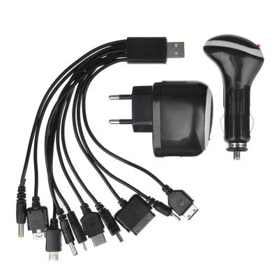 Устройство зарядное NEW GALAXY USB 10 в 1 12/24В/сетевое 220В 1А 17x11см пластик|Кабели адаптеры