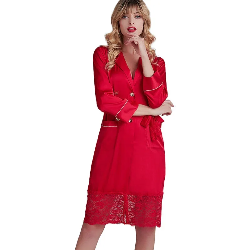 Ночная рубашка Женская весенне летняя пижама с длинным рукавом пикантная