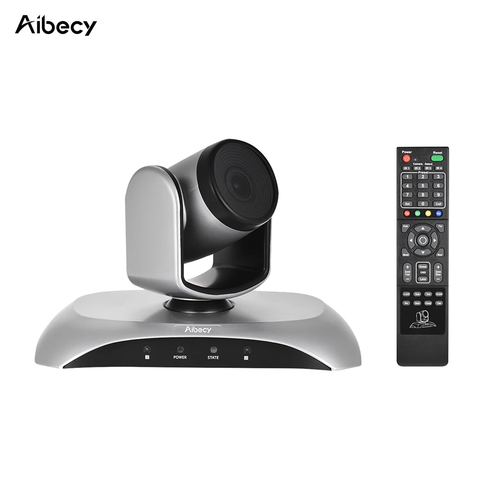 

Aibecy 1080P HD Конференц-камера USB Plug & Play 3X Zoom 360 ° Вращение с пультом дистанционного управления адаптер питания для видеовстреч