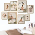 Винтажная Женская животная Скандинавская Минималистичная настенная Картина на холсте скандинавские постеры и принты картины для декора гостиной