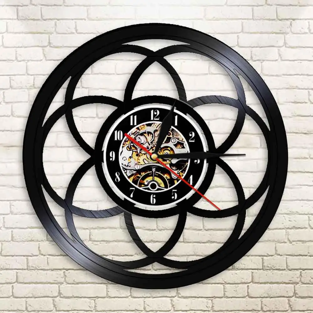 Настенные часы в стиле цветок жизни винтажные с геометрическим современным