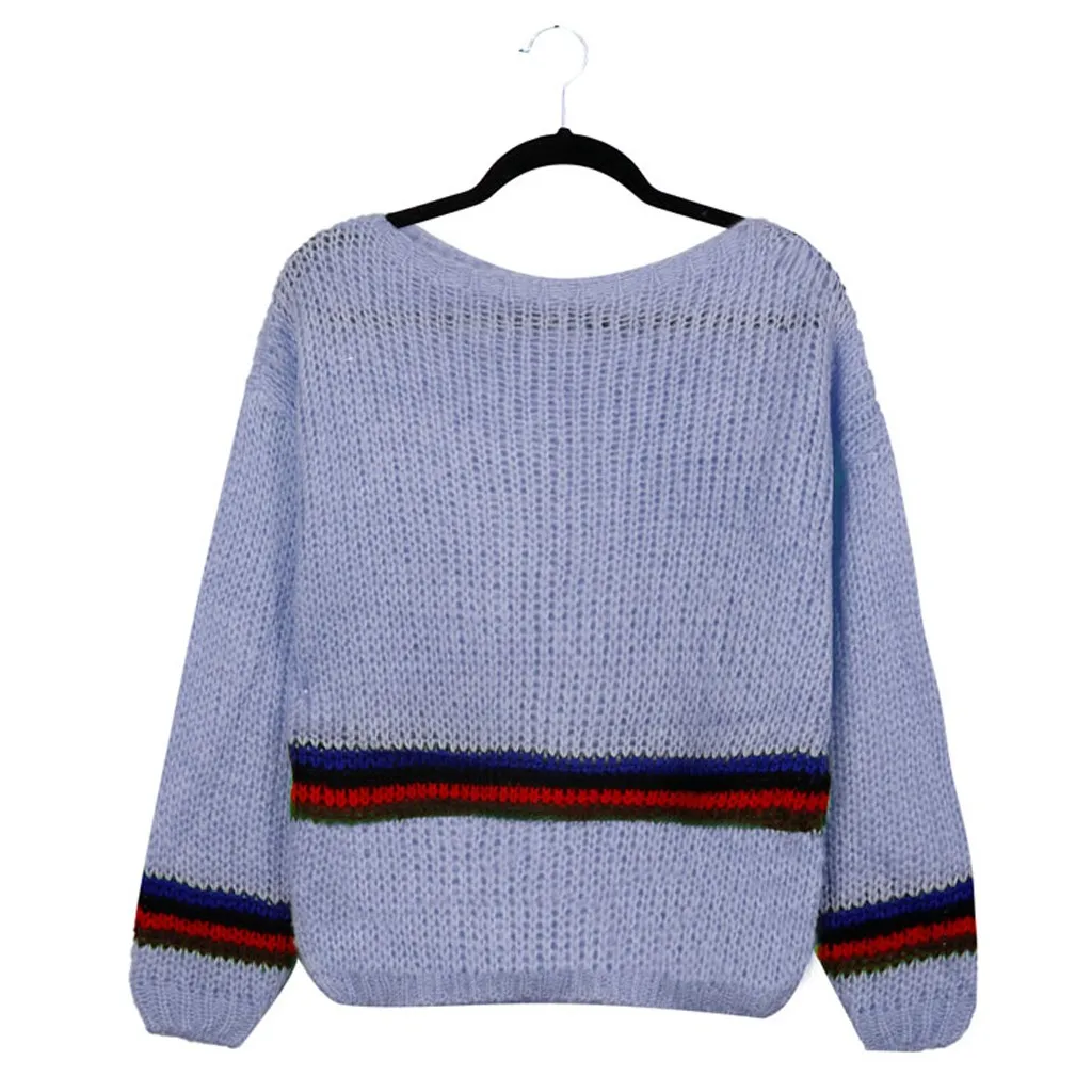 

Fashion Sweater Women Winter Clothes Plus Size Thick Warm PulloverCasualStripe Euramerican Trendy Sweaters O NeckLadies