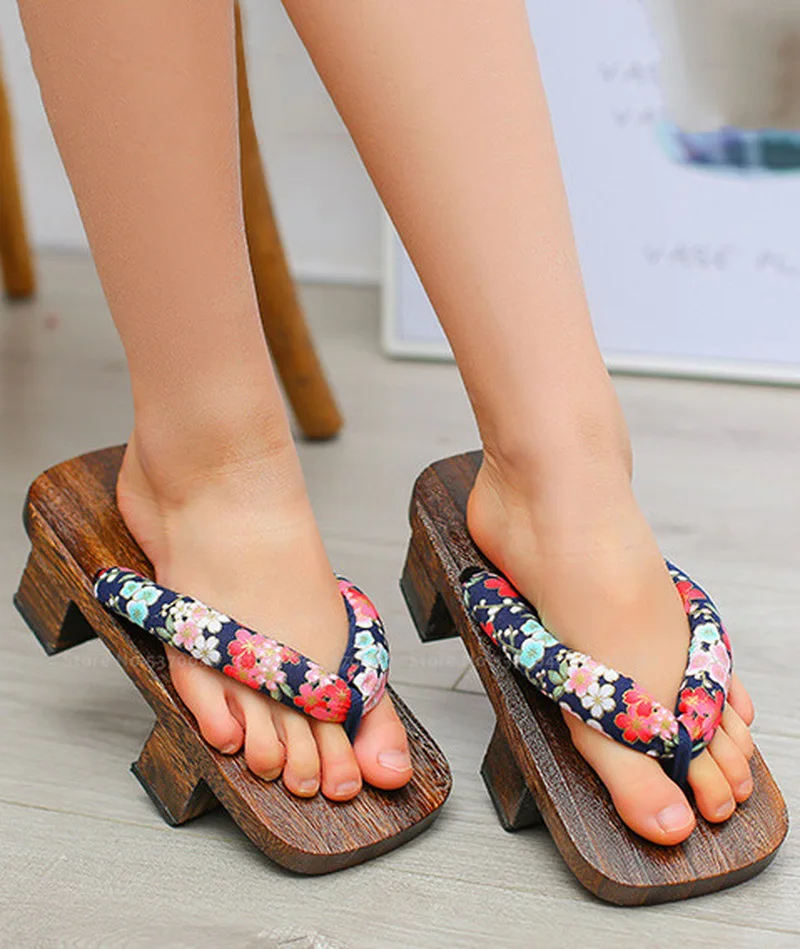 Японские традиционные женские сабо Geisha Geta кимоно юката пляжные сандалии ниндзя