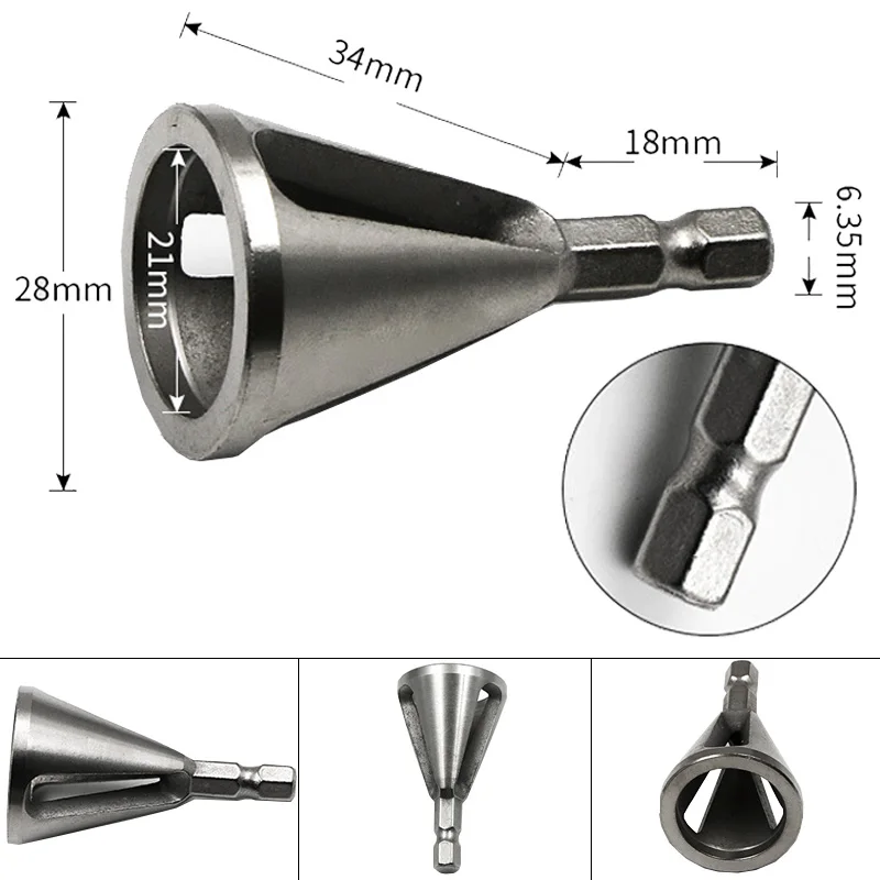 1PCS 3/6 triangle Stainless Steel Deburring External Chamfer Tool Drill Bit Remove Burr Silver Tire Repair Tools | Автомобили и