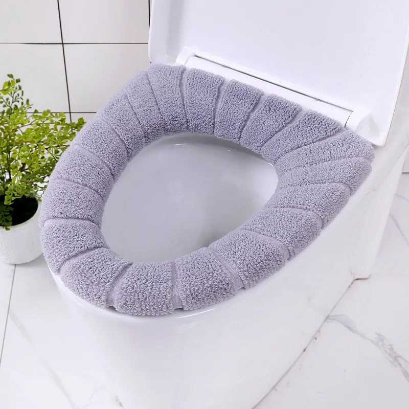 

1Pcs O-shape Toilet Seat Cover Winter Warm Closestool Mat Lid Thicken Knitting Washable Toilet Pad For Bathroom Accessories WC