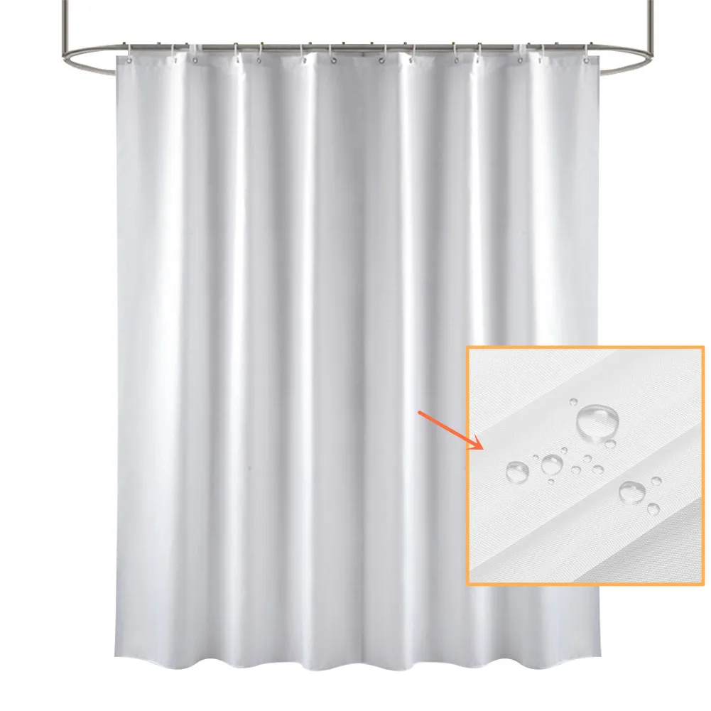 

Белые занавески для душа, водонепроницаемые плотные однотонные занавески для ванной комнаты, большая широкая занавеска для купания, 12 крюч...