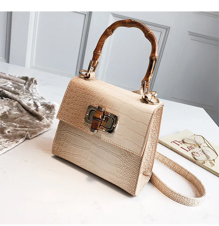 Роскошные женские сумки из кожи аллигатора с ручками Bambootop, сумки с узором «крокодиловая кожа», маленькие сумки с клапаном, сумка через плечо для женщин, повседневные кошельки