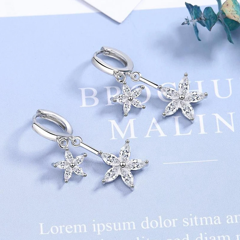 Серьги подвески с кристаллами 5 А|Серьги-подвески| |