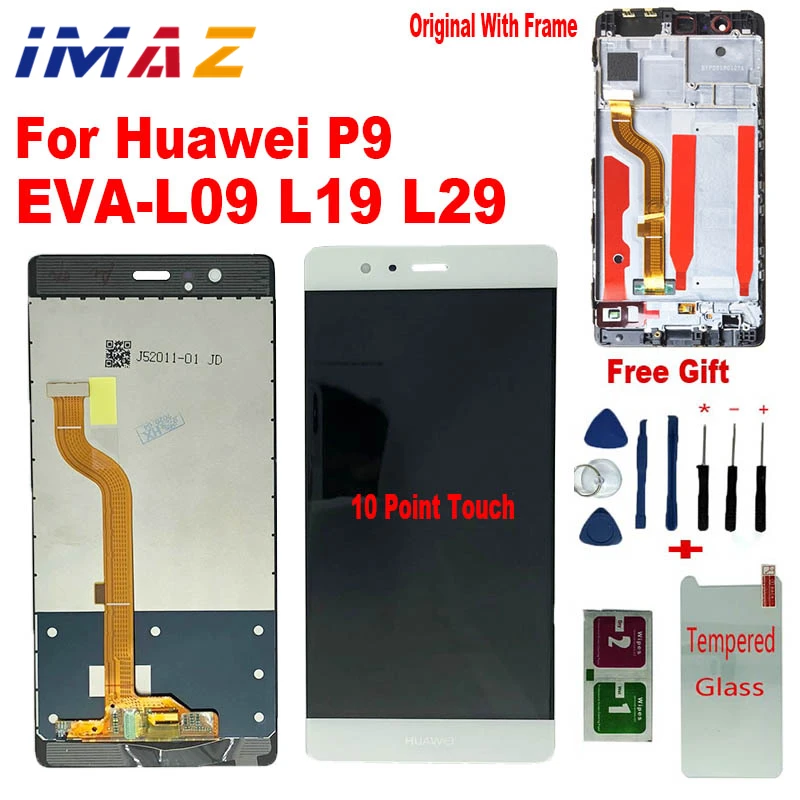 IMAZ оригинальный 5,2 'для Huawei P9 EVA-L09 L19 L29 ЖК-дисплей с сенсорным экраном дигитайзер в сборе с рамкой для p9 EVA-L19 LCD