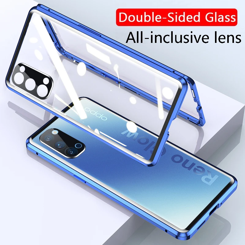 

Magnetic Case For OPPO Reno 2Z Realme 6i Pro XT X2 X50 Pro C3 with Camera Lens Protector Screen Double Sided Glass Cover