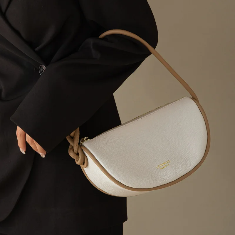 

Fashion Trend Luxury Designer Handbags For Women Genuine Leather Saddle Casual Vintage Shoulder Bag Japanese White Messenger Bag