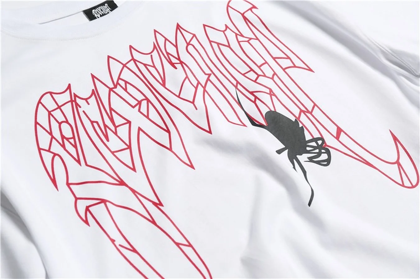 

Black White SPIDER Revenge T Shirts Men Women Skull Print On The Back Top Tees T-shirt clothing