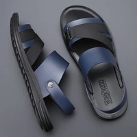 qmaige sandals men leather luxury brand 2021 fashion designer slippers summer beach soft leather casual outdoor sandals for men