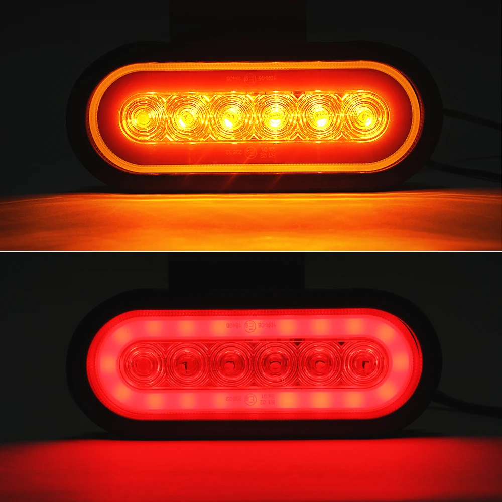 

2Pcs 7.3" LED Rear Tail Light Oval Trailer Tail Light Kit Car Truck Turn Brake Light Kit for RV Truck Trailer Boat