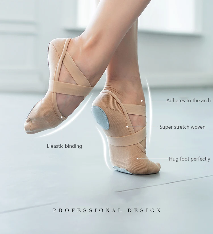 

Ballet Shoes Women Stretch Woven Dance Shoes Split Sole Ballet Flats Bandage Pointe Slippers Indoor Sports Shoes Yoga Socks