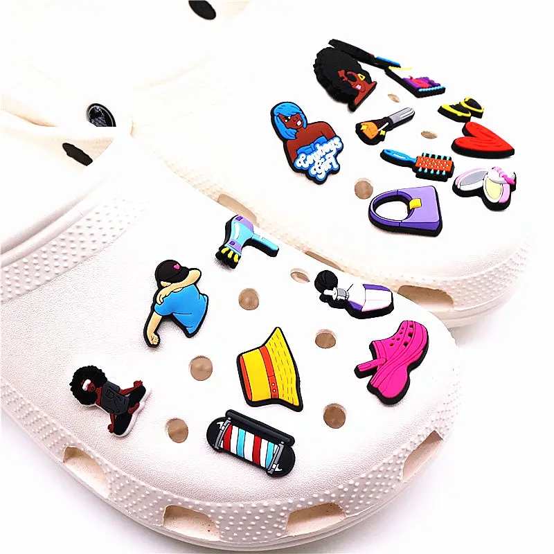 Hot Sale 1pcs Pretty Dope Shoe Charms PVC for Heart-shaped Cowboys Girl Slippers Accessories Clogs Decorations Girl Friend Gifts