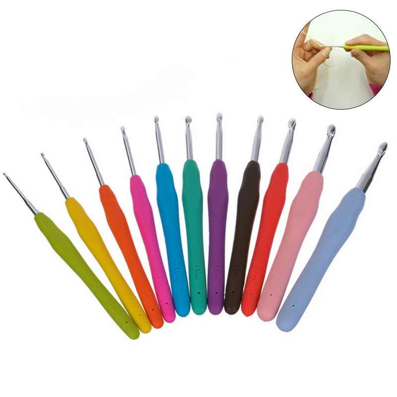 11 шт./компл. Вязание вязальный крючок игла свитер иглы TPR мягкая ручка крючком