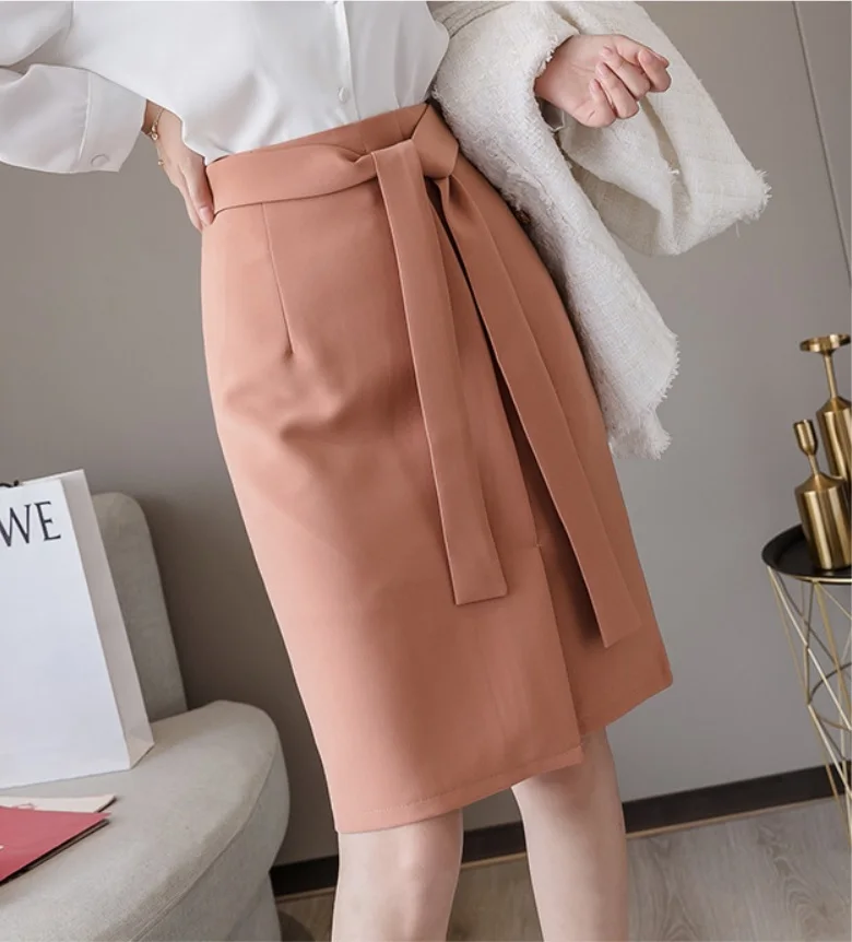 Женские юбки-карандаш средней длины с высокой талией облегающие офисные юбки до