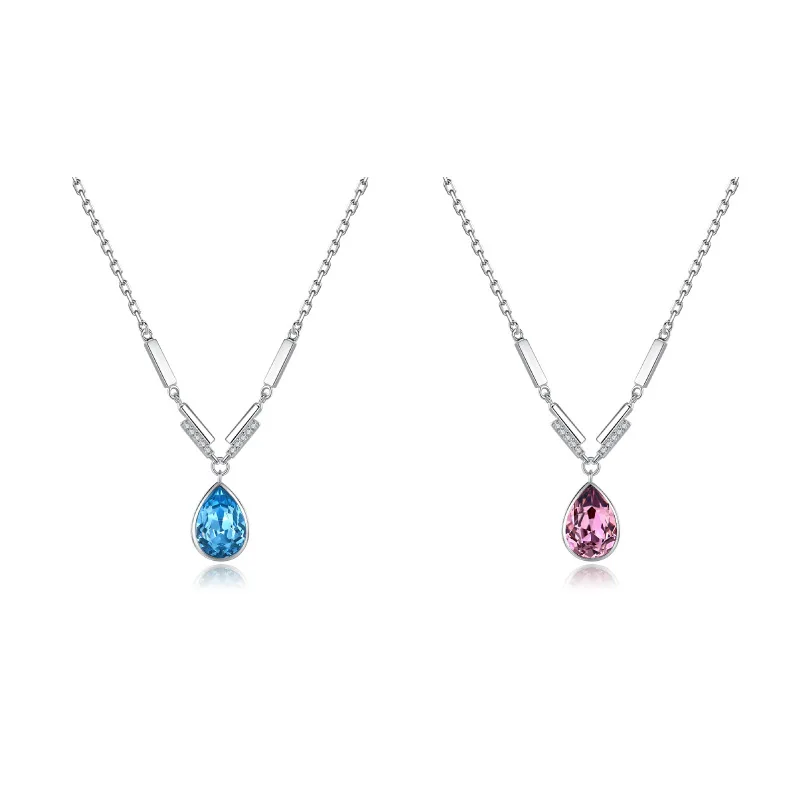 

The new Ocean Heart 925 sterling silver necklace with a collarbone chain female Austrian crystal love high-end jewelry