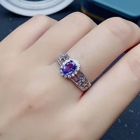 100 natural 0 7ct 5mm7mm tanzanite silver ring vintage tanznaite silver ring for party woman brithday gift