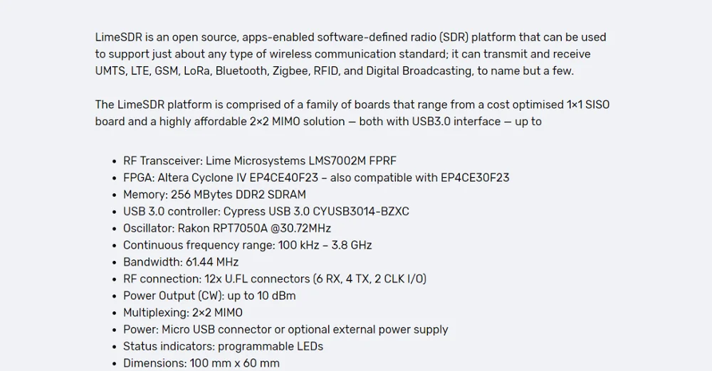 LimeSDR программное обеспечение радио