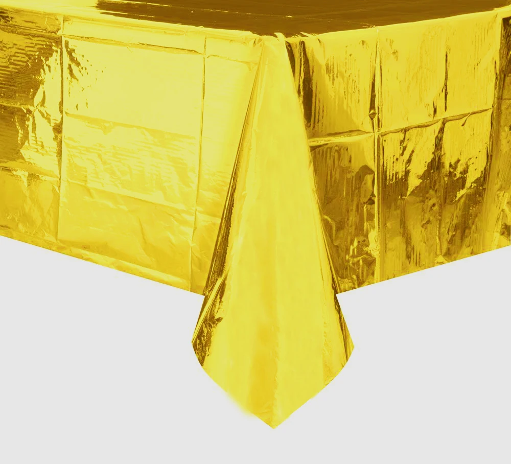 Пластиковые вечерние скатерть из фольги Золотая крышка стола прямоугольная на
