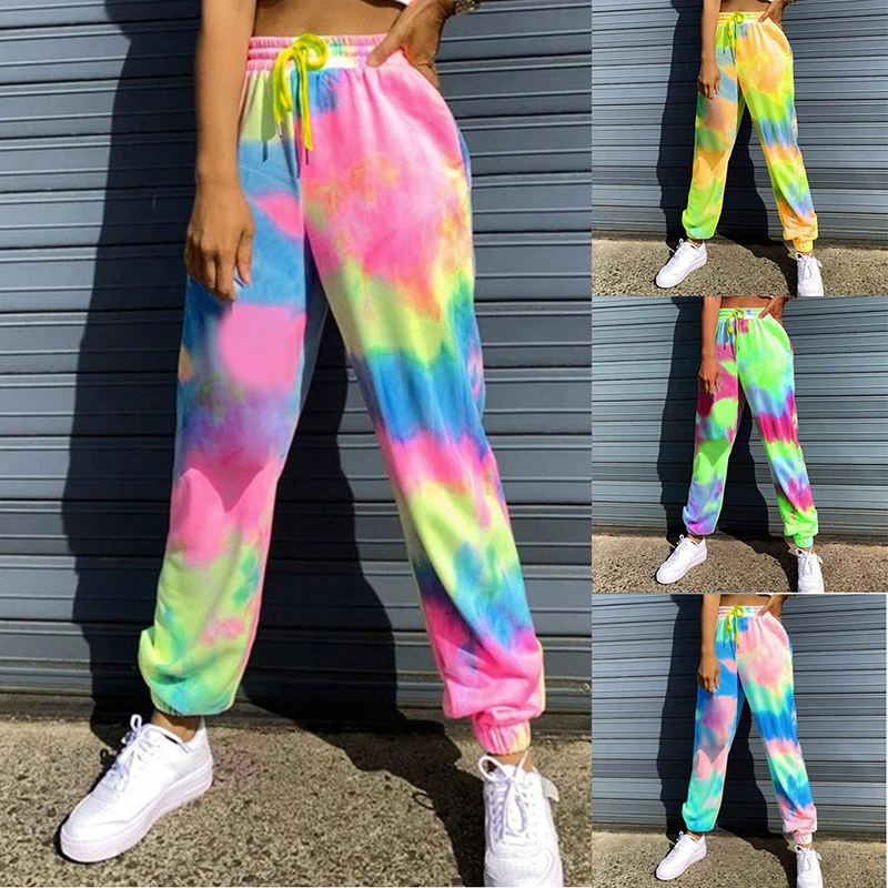 SFIT Tie Dye джоггеры с высокой талией длинные женские Мешковатые Штаны спортивные