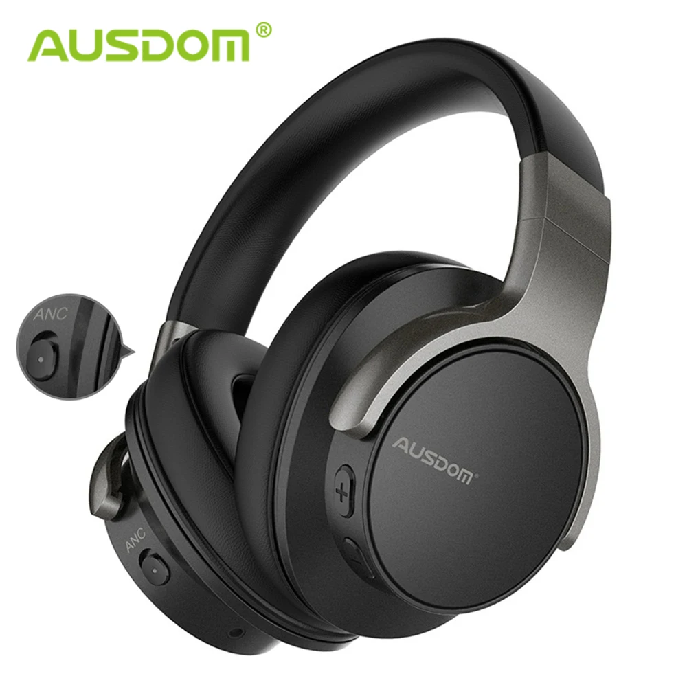 Ausdom ANC8 активные Беспроводные наушники с шумоподавлением, bluetooth-гарнитура с супер Hi-Fi глубокими басами, 20 ч, время воспроизведения для работы в путешествиях