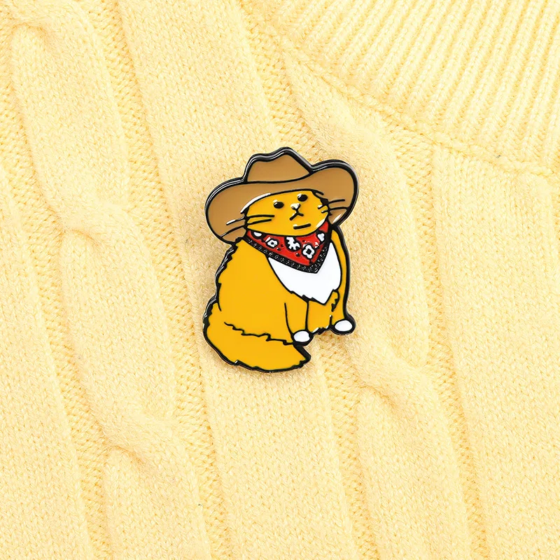 Cowboy Cats Enamel Pin Custom Funny Animal Hat Brooches Shirt Lapel Bag Cute Badge Cartoon Kitten Jewelry Gift for Friends images - 6