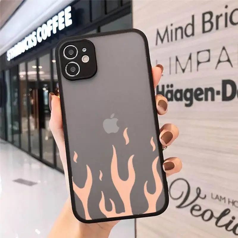 

Flame fire pattern Phone Cases matte transparent For iphone 7 8 11 12 plus mini x xs xr pro max cover
