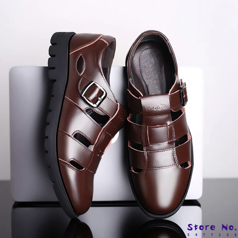 

Men Summer Shoes 2020 Casual Shoes Leather Mens Sandals High Quality Summer Male Shoes KA1389
