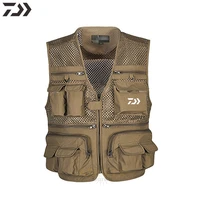 daiwa fishing vest thin anti sweat multi pocket zipper fishing clothing breathable quick dry hiking camping outdoor fishing wear